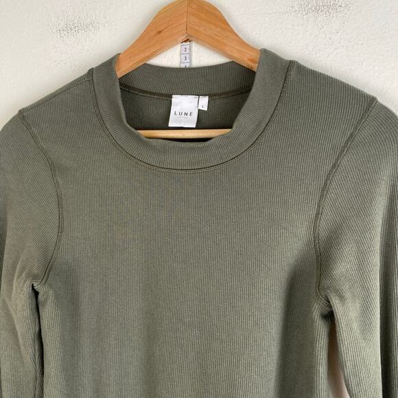 Lune Active Maia Rib Top Size L Moss Green Modal Long Sleeve Athleisure Active - Picture 10 of 11